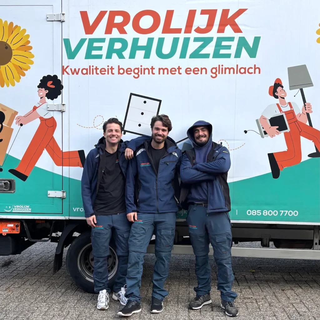 Moving team in front of truck.